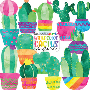 Preview of Cactus Clipart Watercolor - Succulent Plant Clipart