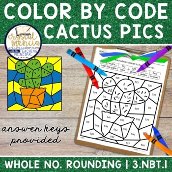Preview of Cactus Color by Code Rounding Whole Numbers | 3.NBT.1