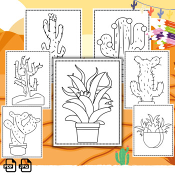 Preview of Cactus Coloring Pages 100% Printables 100% Instant Download ''Succulent Plant''