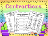 Cactus Contractions Worksheets - am, not, will