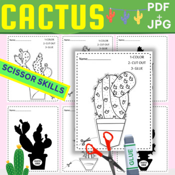 Preview of Cactus Cutting Practice 100% Instant Download ''Succulent Plant Scissor Skills''