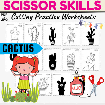 Preview of Cactus Cutting Practice 100% Instant Download ''Succulent Plant Scissor Skills''
