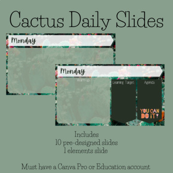 Preview of Cactus Daily Slides Canva Template