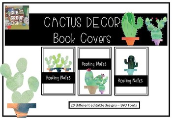 Preview of Cactus Decor - Book Covers - Folder Covers - Signage