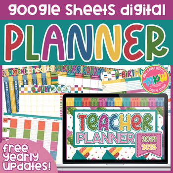 Preview of Cactus Digital Teacher Planner | Google Sheets | Free Updates
