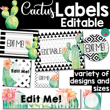 Preview of Cactus Labels EDITABLE