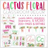 Cactus Floral Classroom Decor {Editable!}
