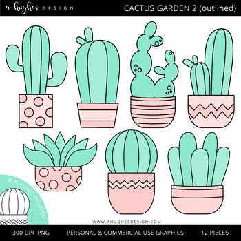Cactus Garden 2 Outlined Clipart [Ashley Hughes Design] by Ashley ...