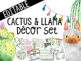 Cactus & Llama Theme *EDITABLE* Classroom Decor Pack