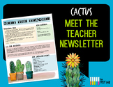 Cactus Meet The Teacher Back To School Parent Letter Succu