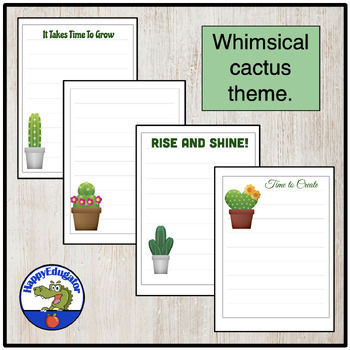 Cactus Theme Note Paper by HappyEdugator | Teachers Pay Teachers