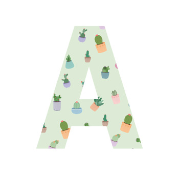 Preview of Cactus Plant Print | A-Z 0-9 Decor | Printable Bulletin Board | Letters Number