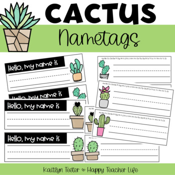 Preview of Cactus/Plant Themed Classroom Decor EDITABLE Nametags
