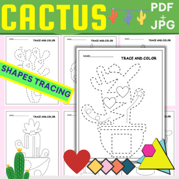 Preview of Cactus Shapes and Lines Tracing ''Succulent Plant Prewriting Activity''