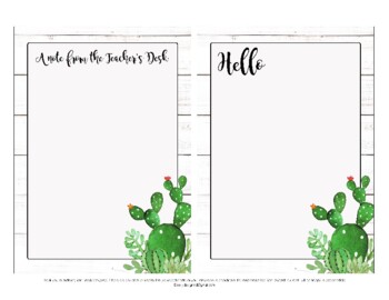 Preview of Cactus Shiplap Farmhouse 5x7 Note Printable for Reminders, notes home, etc.
