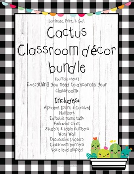Preview of Cactus Succulent Classroom Decor Bundle