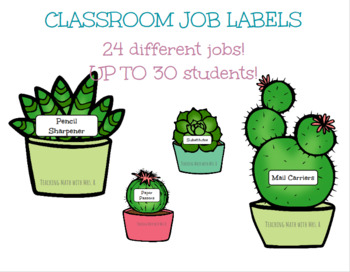 Preview of Cactus & Succulent Classroom Jobs EDITABLE & PRINTABLE 
