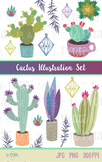 Cactus Succulent Clip Art, Cactus Illustration Set, Tribal