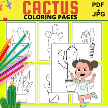 Preview of Cactus & Succulent Plant Coloring Pages 100% Instant Download