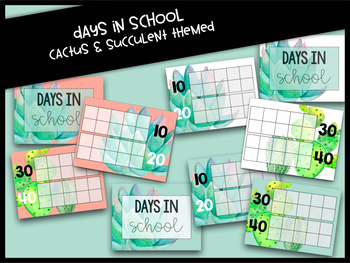 Preview of Cactus & Succulent Themed Days in School Count