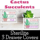 Cactus Succulent Themed Sterilite 3 Drawer Labels farmhouse shiplap (editable)