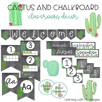 Preview of Cactus, Succulent, and Chalkboard Classroom Decor