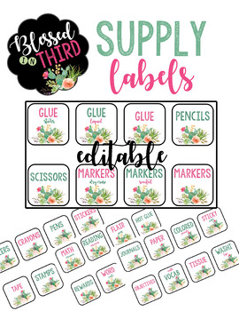 Preview of Cactus Supply Labels *editable*