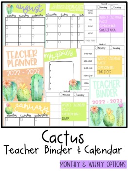 Preview of Cactus Teacher Planner