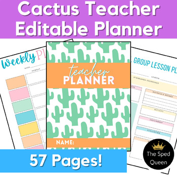 Preview of Teacher Planner Teacher Binder Organizer EDITABLE 