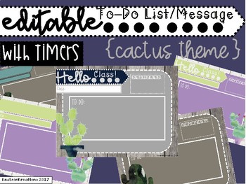 Preview of Distance Learning Class Slides with Timers in Cactus Theme for Morning Messages