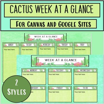 Preview of Cactus Theme - Editable Week at a Glance Templates + Tutorial Video