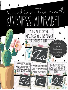 Cactus Themed ABCs of Kindness Alphabet Posters