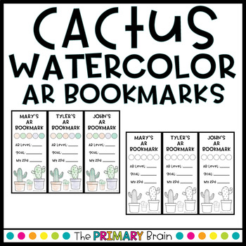 Preview of Cactus Themed Accelerated Reader EDITABLE Classroom Bookmarks