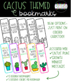 Cactus Themed Bookmarks - Cactus Puns & Growth Mindset