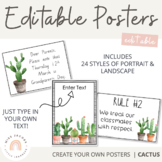 Cactus Themed Editable Classroom Posters Pack