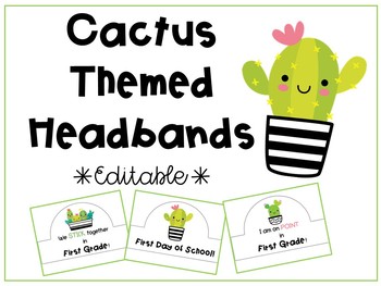 Preview of Cactus Themed Headbands *EDITABLE*