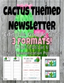 Cactus Themed Newsletter, Parent Communication Postcards, 