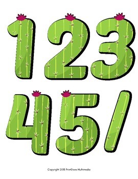 Preview of Cactus Themed Numbers and Basic Math Symbols Decor