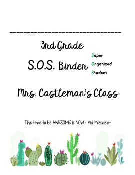 Preview of Cactus Themed S.O.S Binder Cover