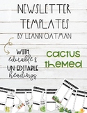 Cactus Themed Weekly newsletter Templates editable