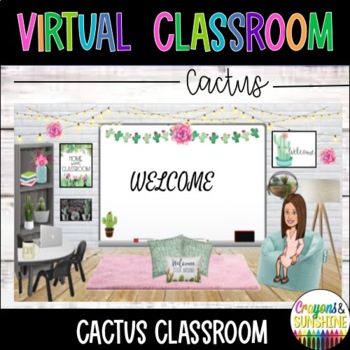 Preview of Cactus Virtual Classroom Background EDITABLE