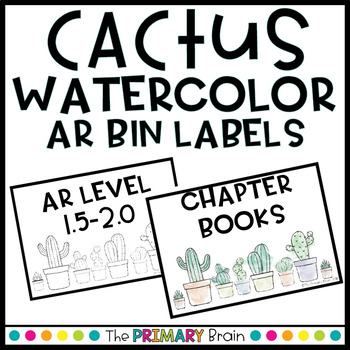 Preview of Cactus Watercolor Classroom Library EDITABLE Book Bin Labels