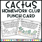 Cactus Watercolor Themed Homework Club Punch Card