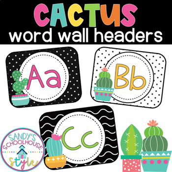 Preview of Cactus Classroom Theme Word Wall Headers