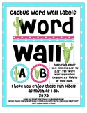 Cactus Word Wall Title and Labels
