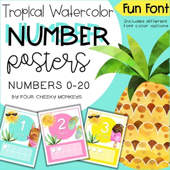 Preview of Cactus and Llama Tropical Classroom Decor // Number Posters 1-20 (includes zero)