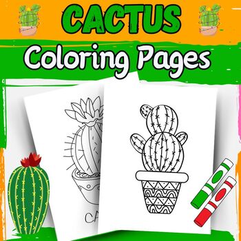 Preview of Desert Delights: Engaging Cactus Coloring Pages for Creative Minds