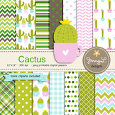 Cactus digital paper and clipart
