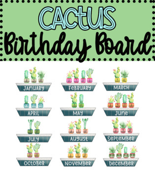 Preview of Cactus Birthday Board, editable student names, bulletin farmhouse back to school