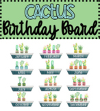 Cactus Birthday Board, editable student names, bulletin fa